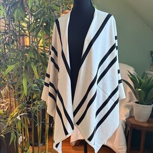 Black and White Striped Shawl / Wrap